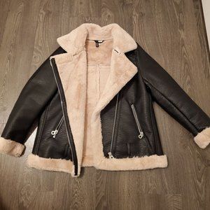 Faux Leather Aviator Jacket (Women's Medium)